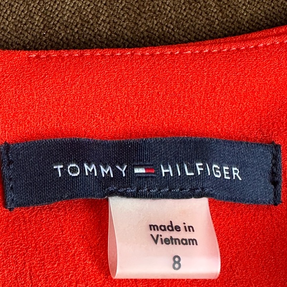 Tommy Hilfiger Bright Red Midi Sleeveless Dress SZ 8 Zipper In Back with Symbol - Picture 8 of 12